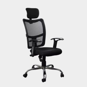 AeroFlex Chrome Ergonomic Mesh Office Chair – Headrest & Lumbar Support