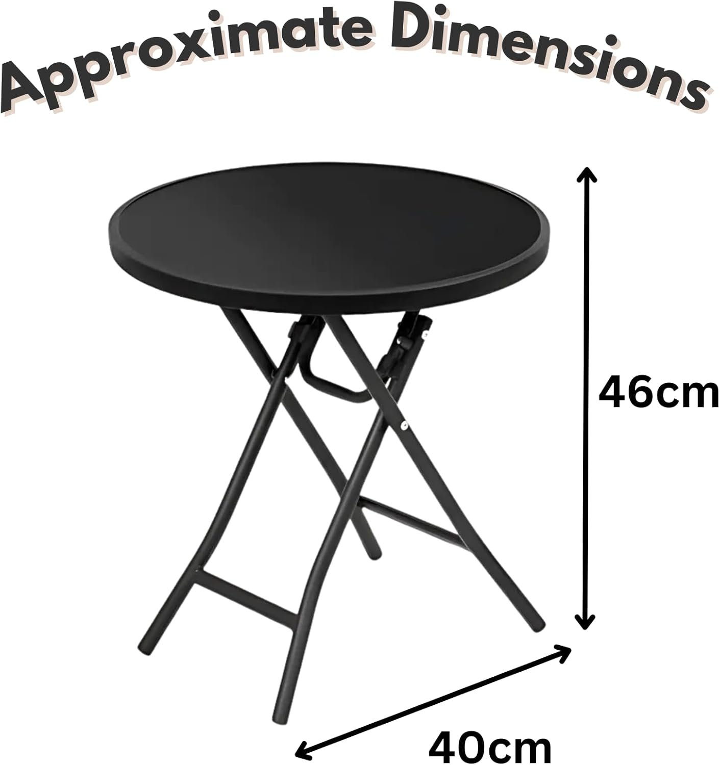 Foldable Glass Top Garden Side Table – Black Metal Frame - Image 4