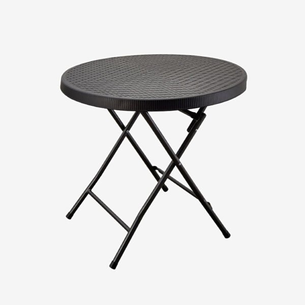 60cm Round Foldable Outdoor Rattan Bistro Table – Heavy Duty Steel Frame