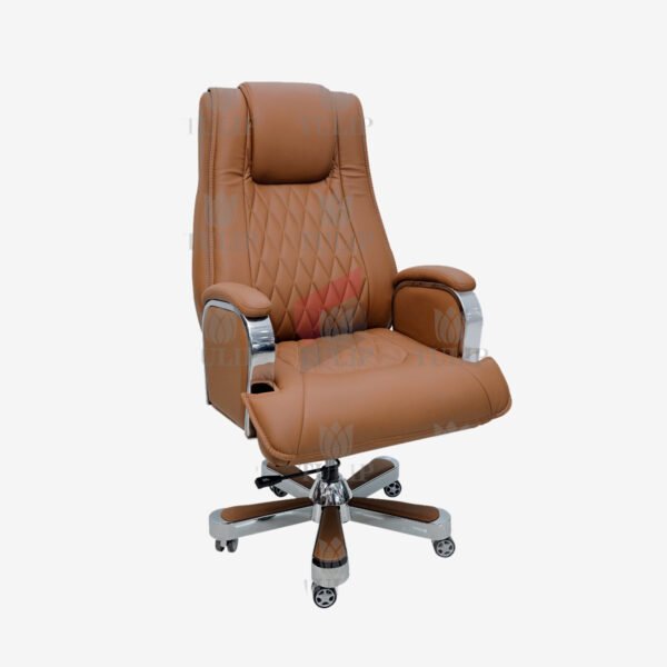 Premium Executive Leatherette Revolving Chair – Chrome Base