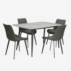 Home Furniture Grey Marble Dining Table Set