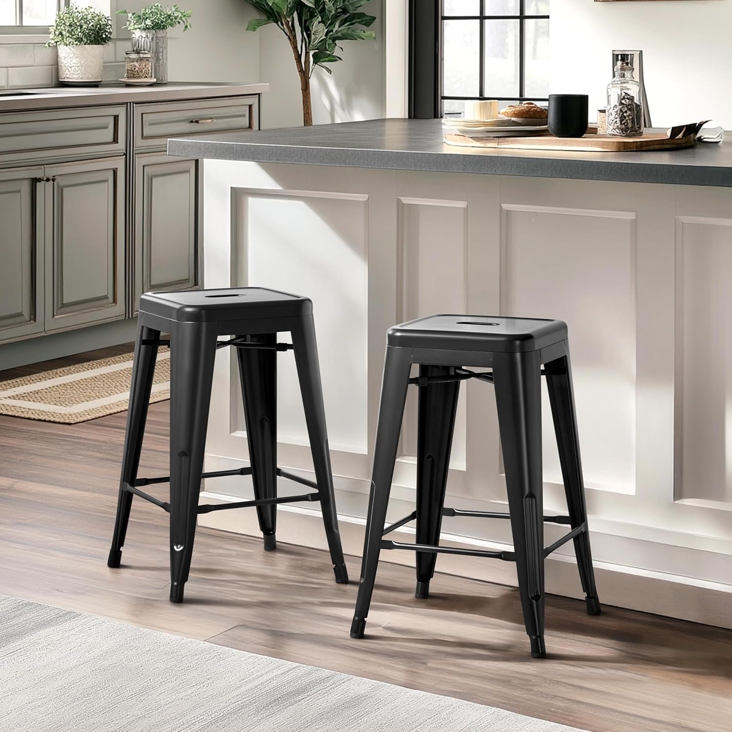 Iron Bar Stool | 44D x 36W x 99H cms | White - Image 2