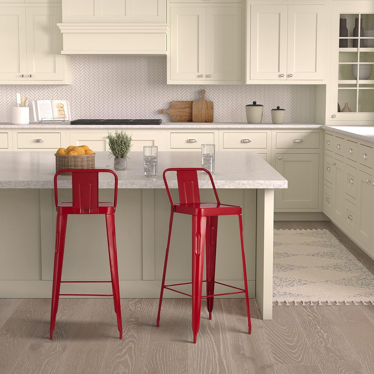 Iron Bar Stool | 44D x 36W x 99H cms | White - Image 12