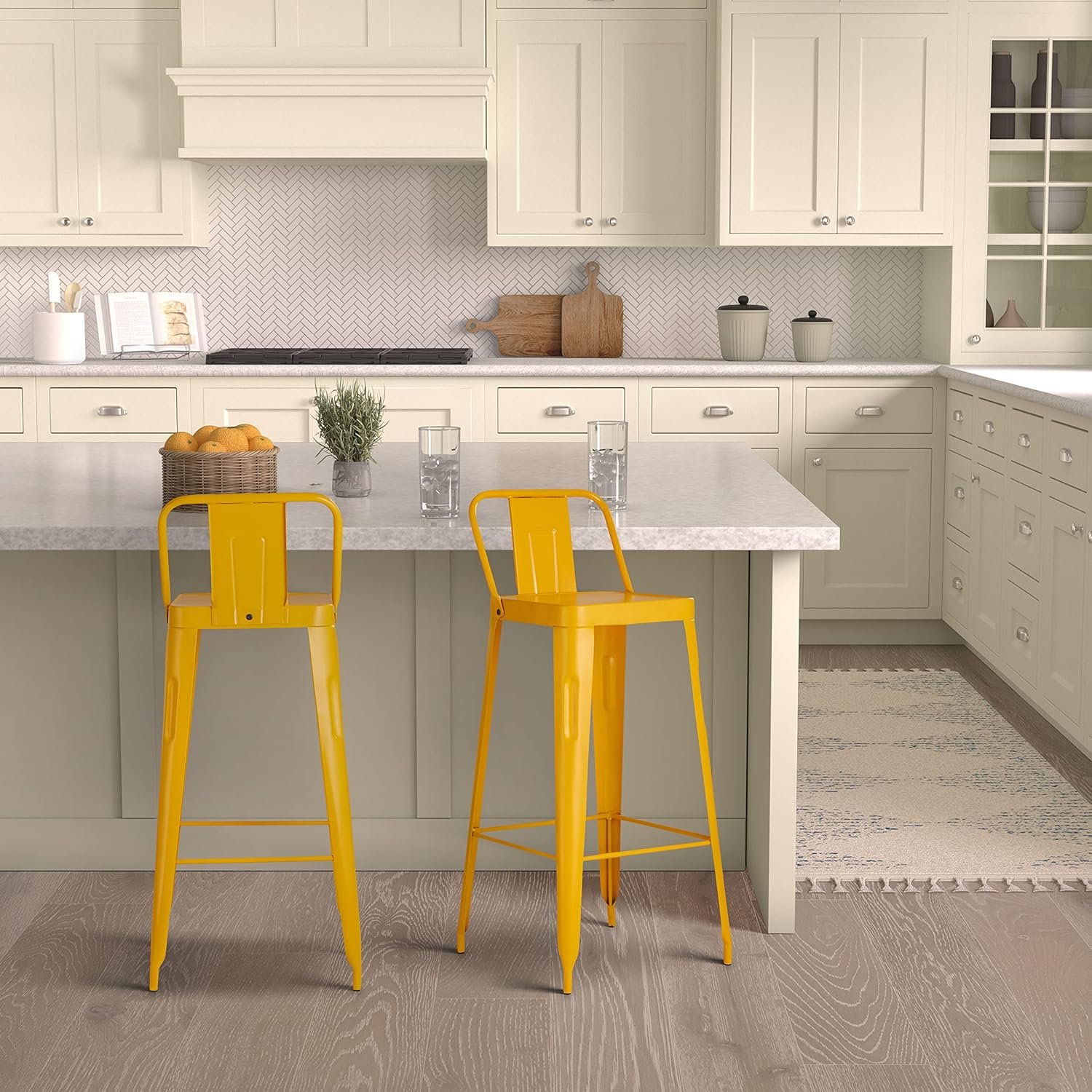 Iron Bar Stool | 44D x 36W x 99H cms | White - Image 11