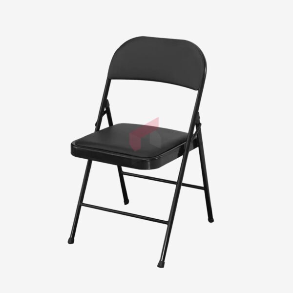 Premium PU Padded Folding Chair with Iron Frame – Black