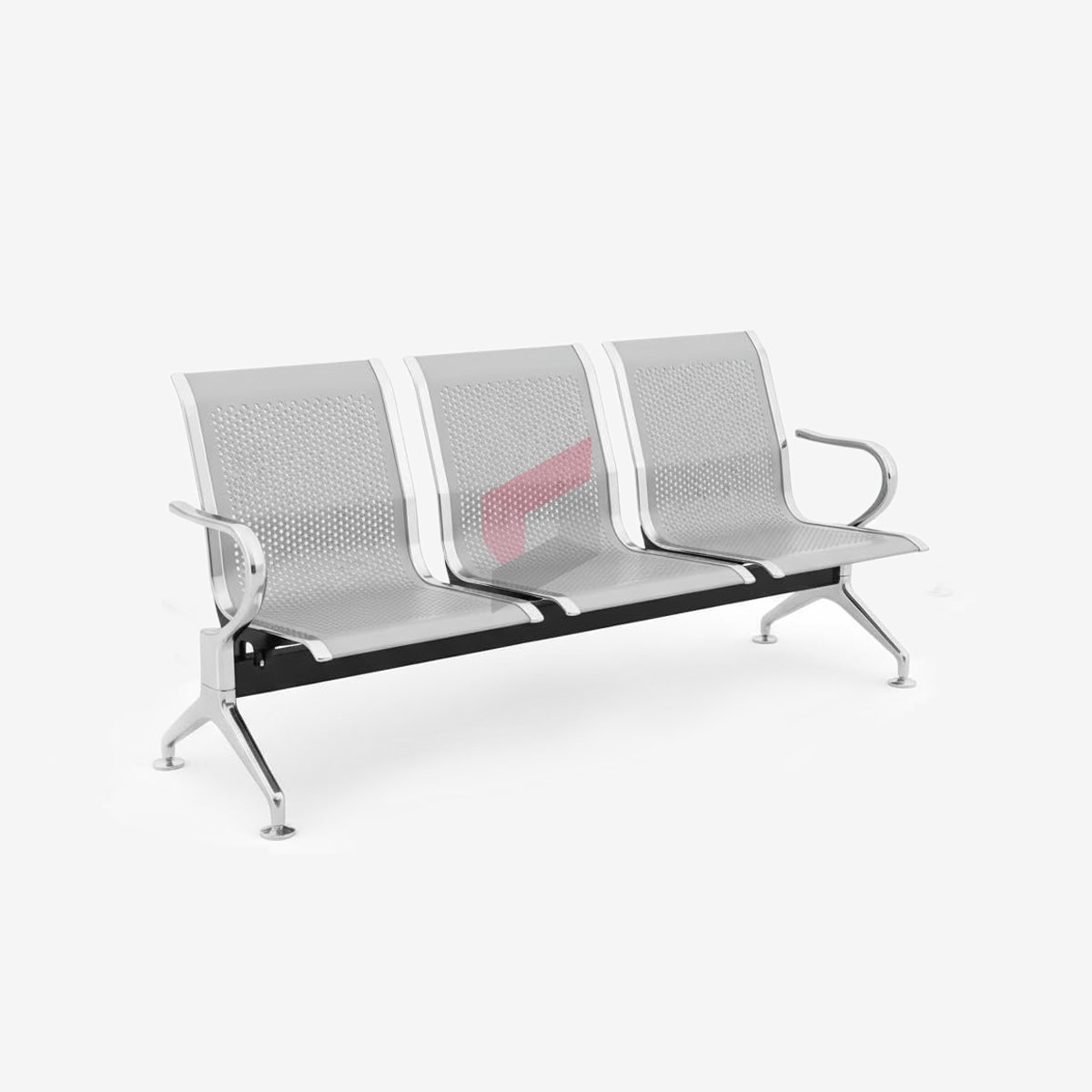Tulip Seating PrimeLine 3-Seater Metal Waiting Chair with Chrome Legs - Image 10