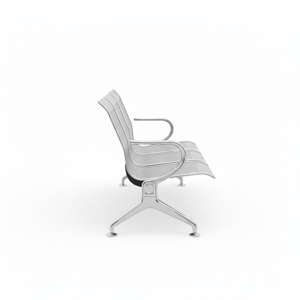 Tulip Seating PrimeLine 3-Seater Metal Waiting Chair with Chrome Legs - Image 8