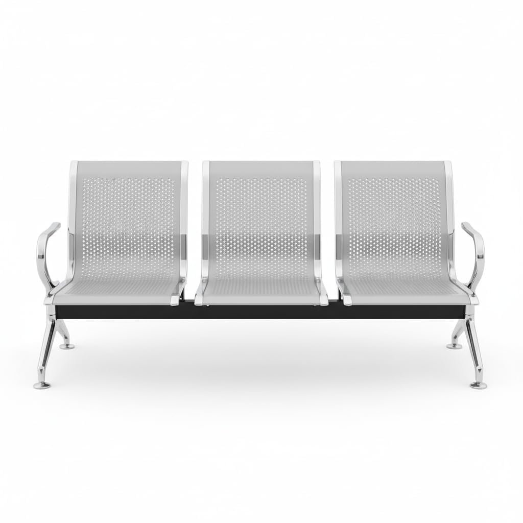 Tulip Seating PrimeLine 3-Seater Metal Waiting Chair with Chrome Legs - Image 9