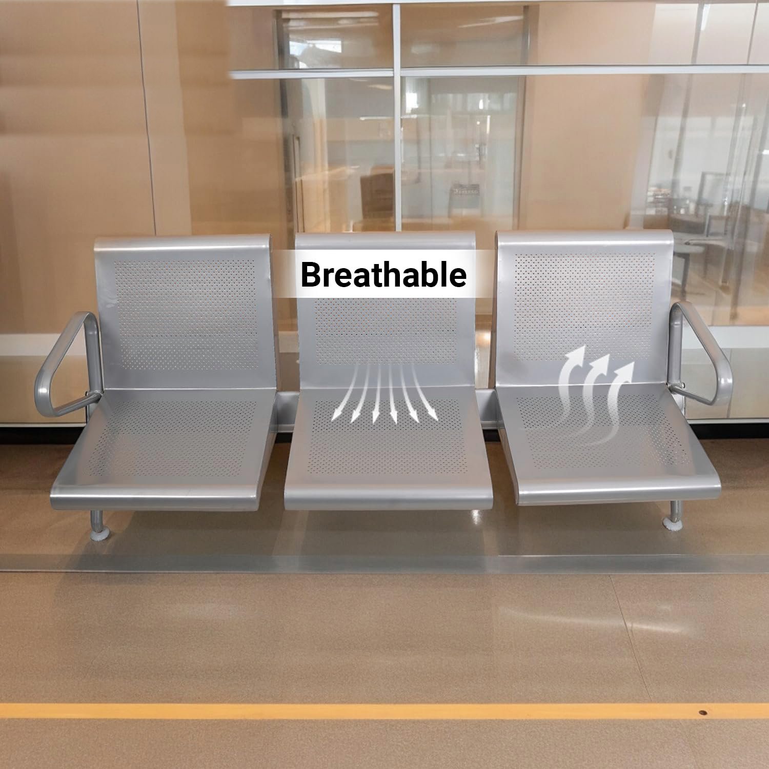 Tulip Seating AeroMax 3-Seater Mild Steel Airport Waiting Chair - Image 7